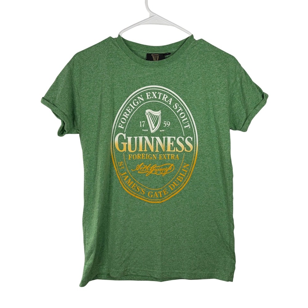 Guinness Foreign Extra Stout Green Heather Graphic Tee Shirt Mens Small Relaxed